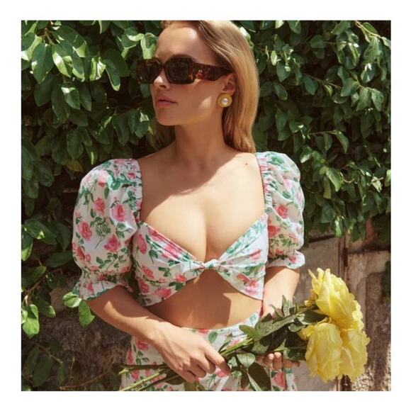 NWT Hill House The Isabella Top in Pink Roses XS - Picture 4 of 15